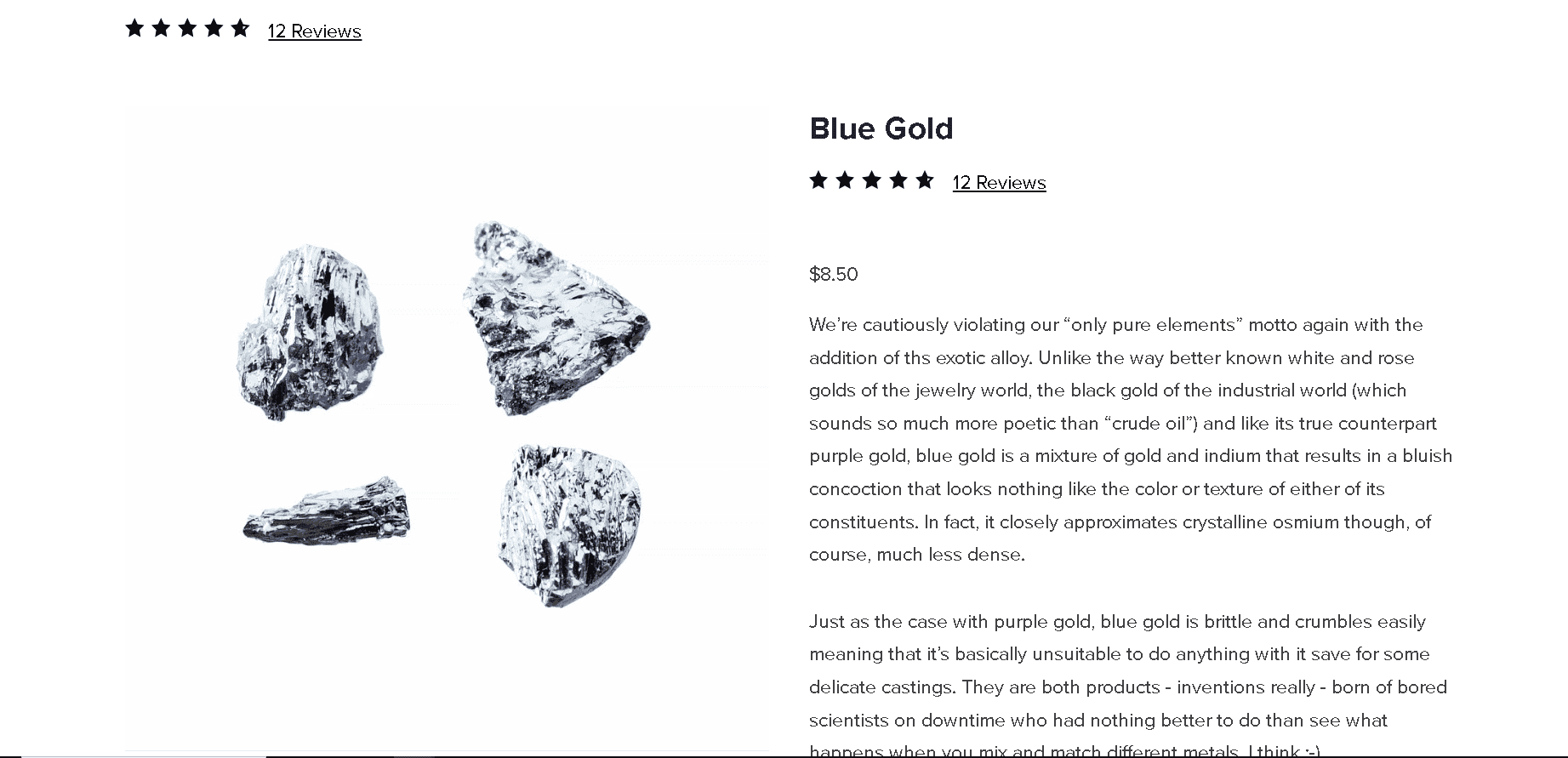 Luciteria sell solid blue gold pieces