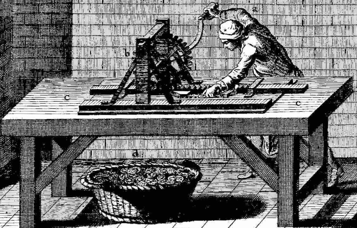 Castaing machine was used to reed coins during the minting process