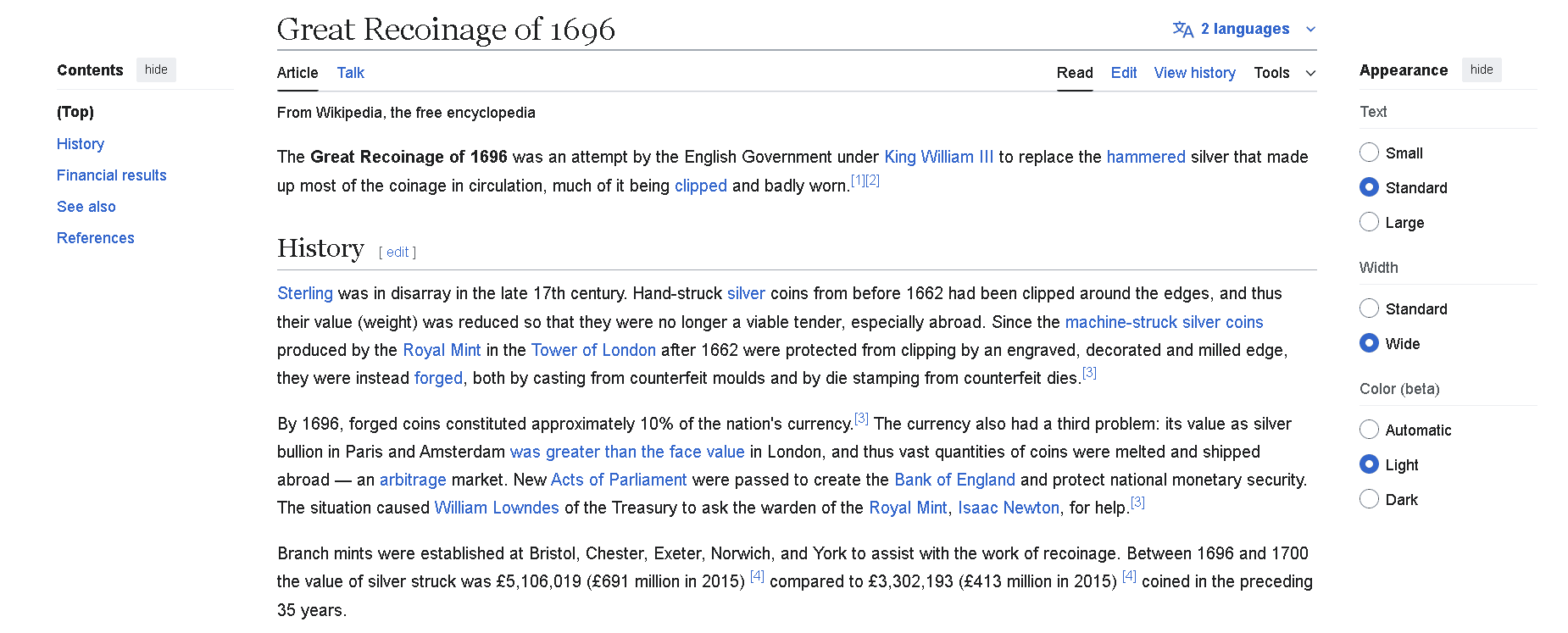 Great Recoinage of 1696