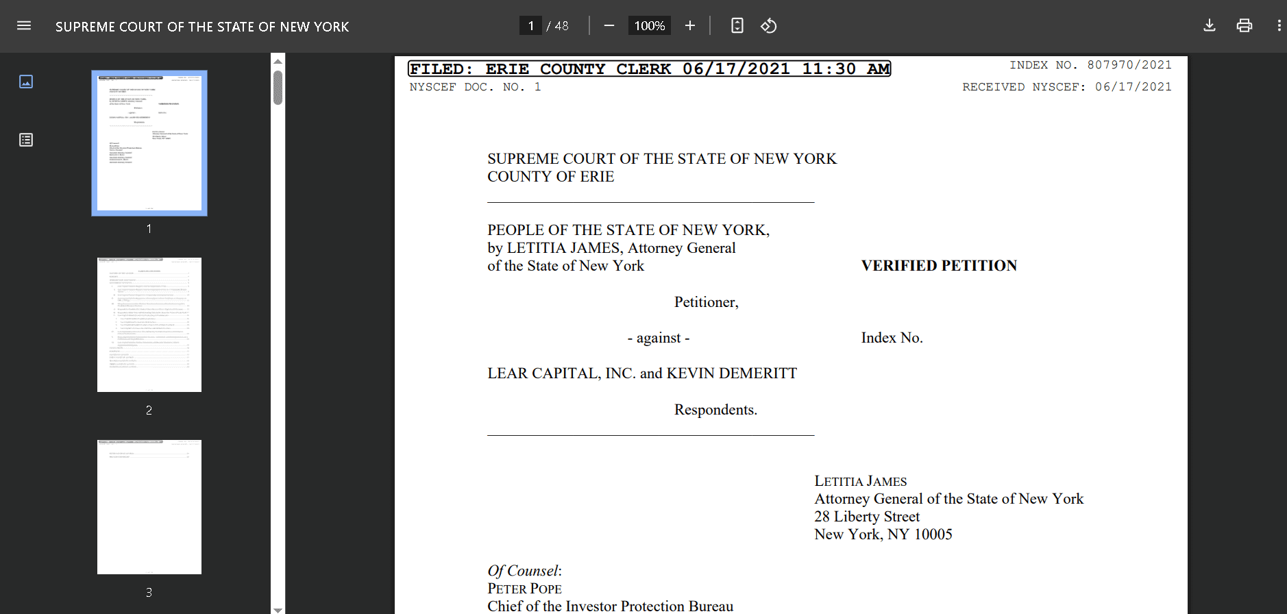 Lawsuit filed against Lear Capital inc