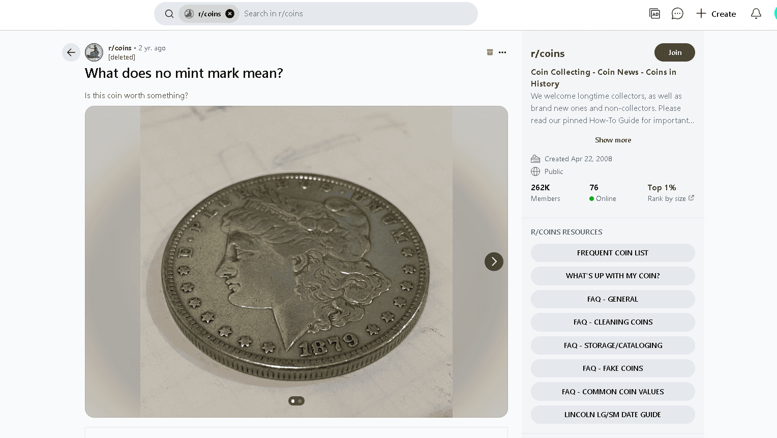 No mint mark on a coin example