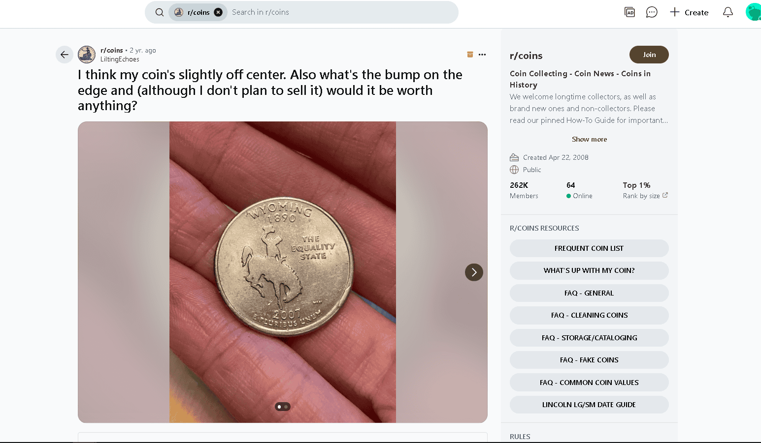Off center coin rim error example and picture I found on Reddit
