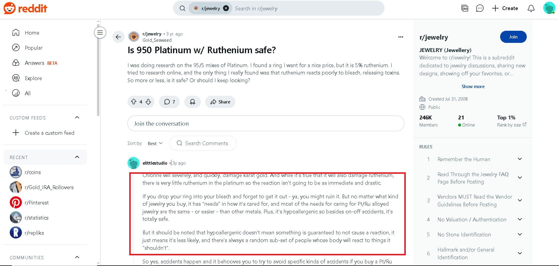 Does platinum/ruthenium alloy tarnish?