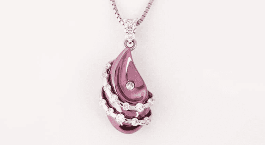 Purple gold diamond pendant necklace example