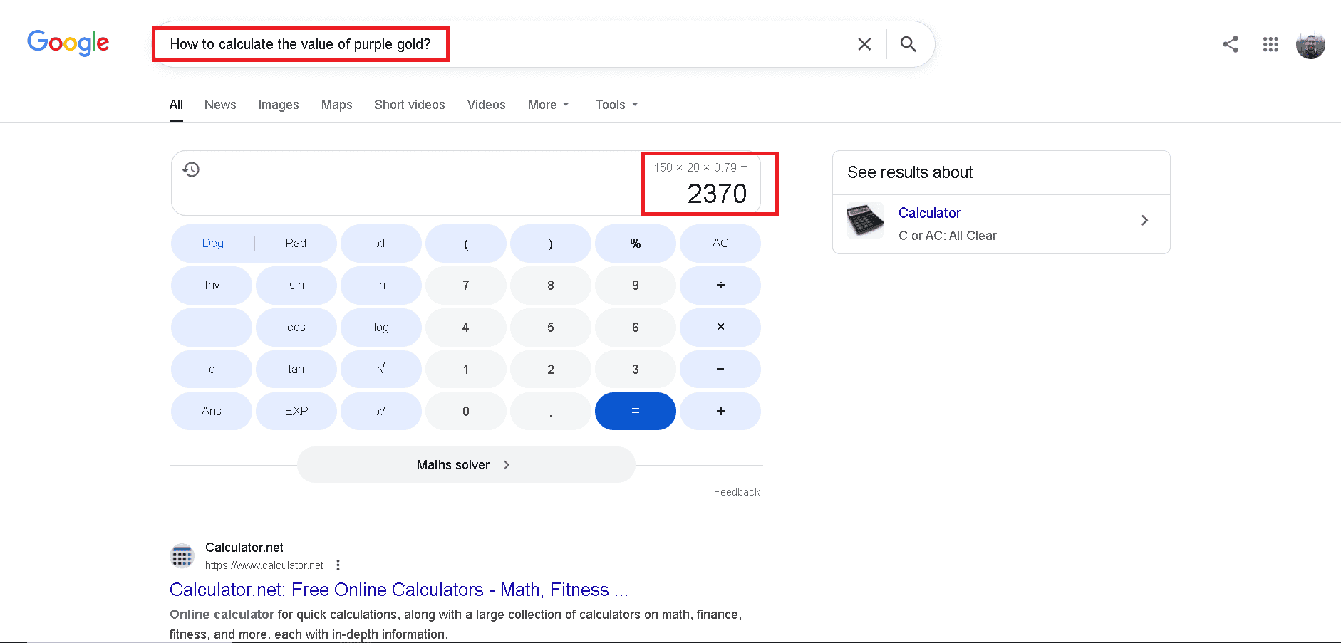 Calculating the melt value and worth of purple gold 