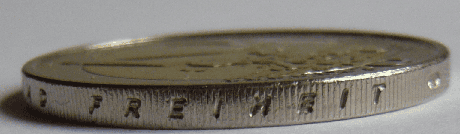 Reeded coin with inscriptions example