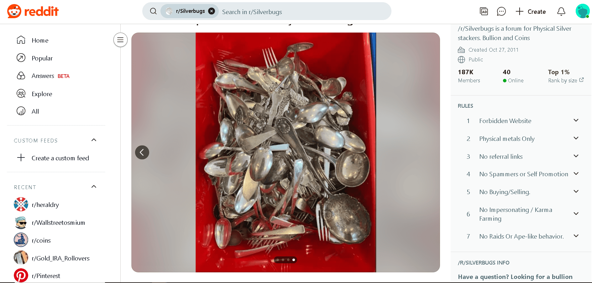 Silver cutlery made from 500 silver