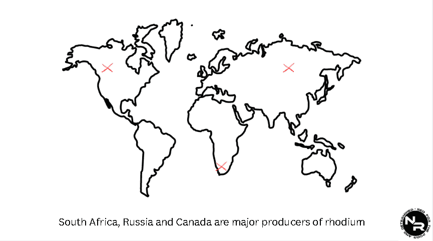 Rhodium is produced in only a handful of places on Earth
