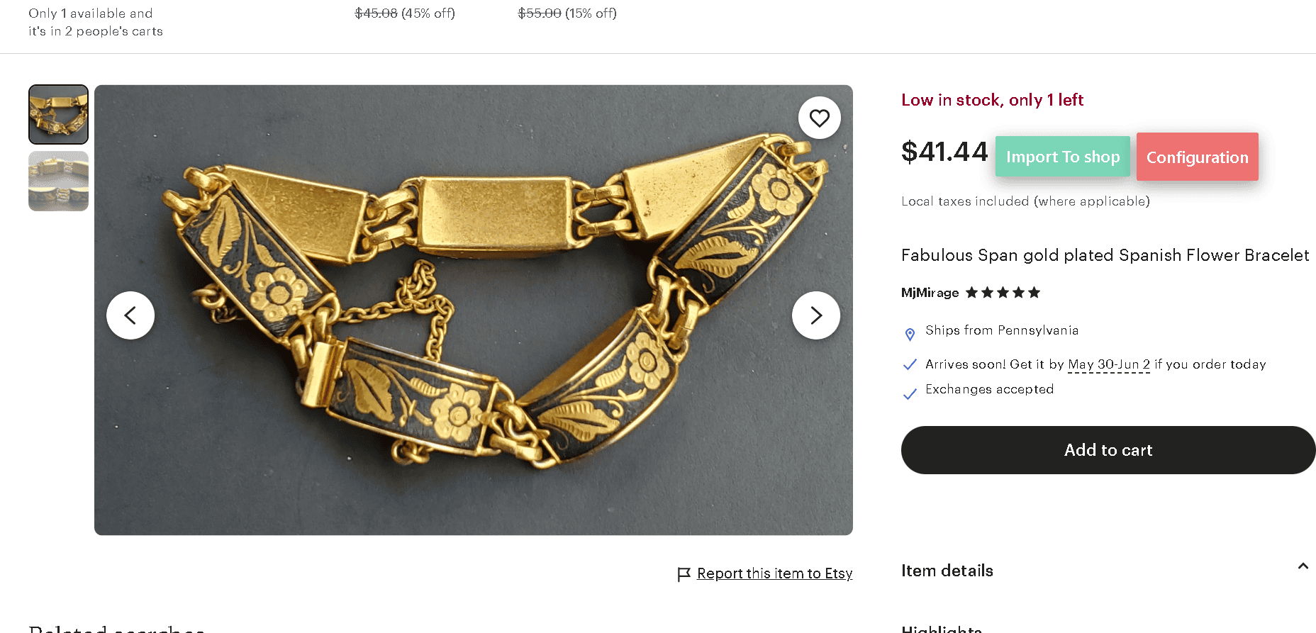 Spangold bracelet example