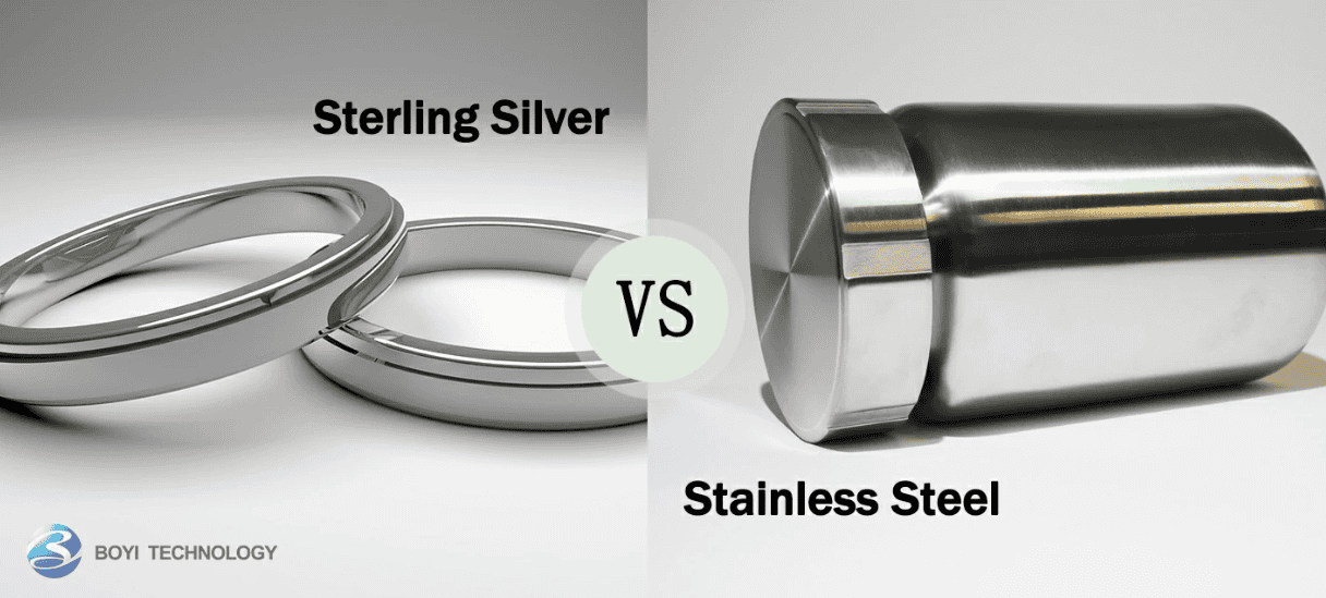 Sterling silver and stainless steel are nearly interchangeable.