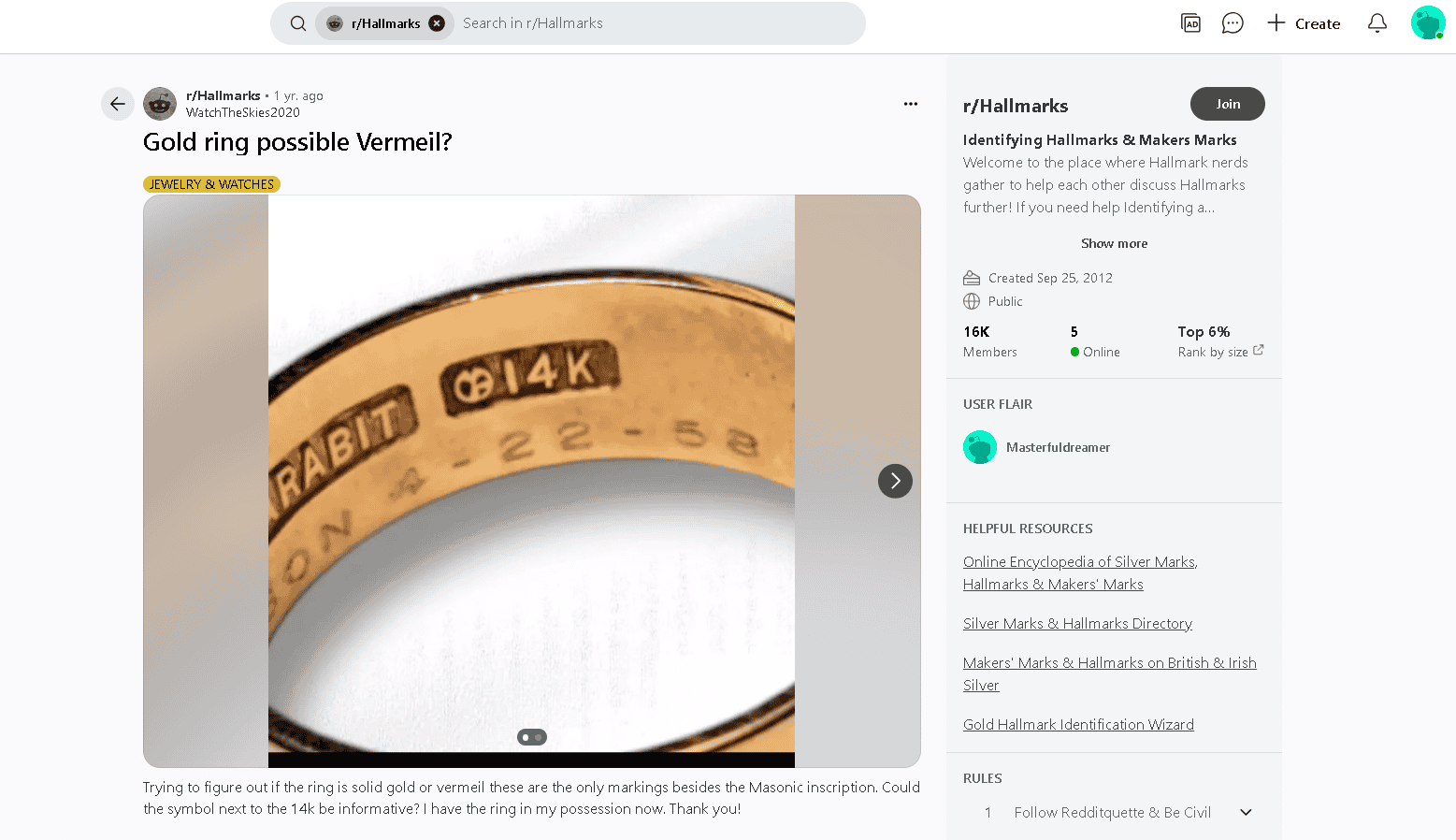 14k gold vermeil jewelry example