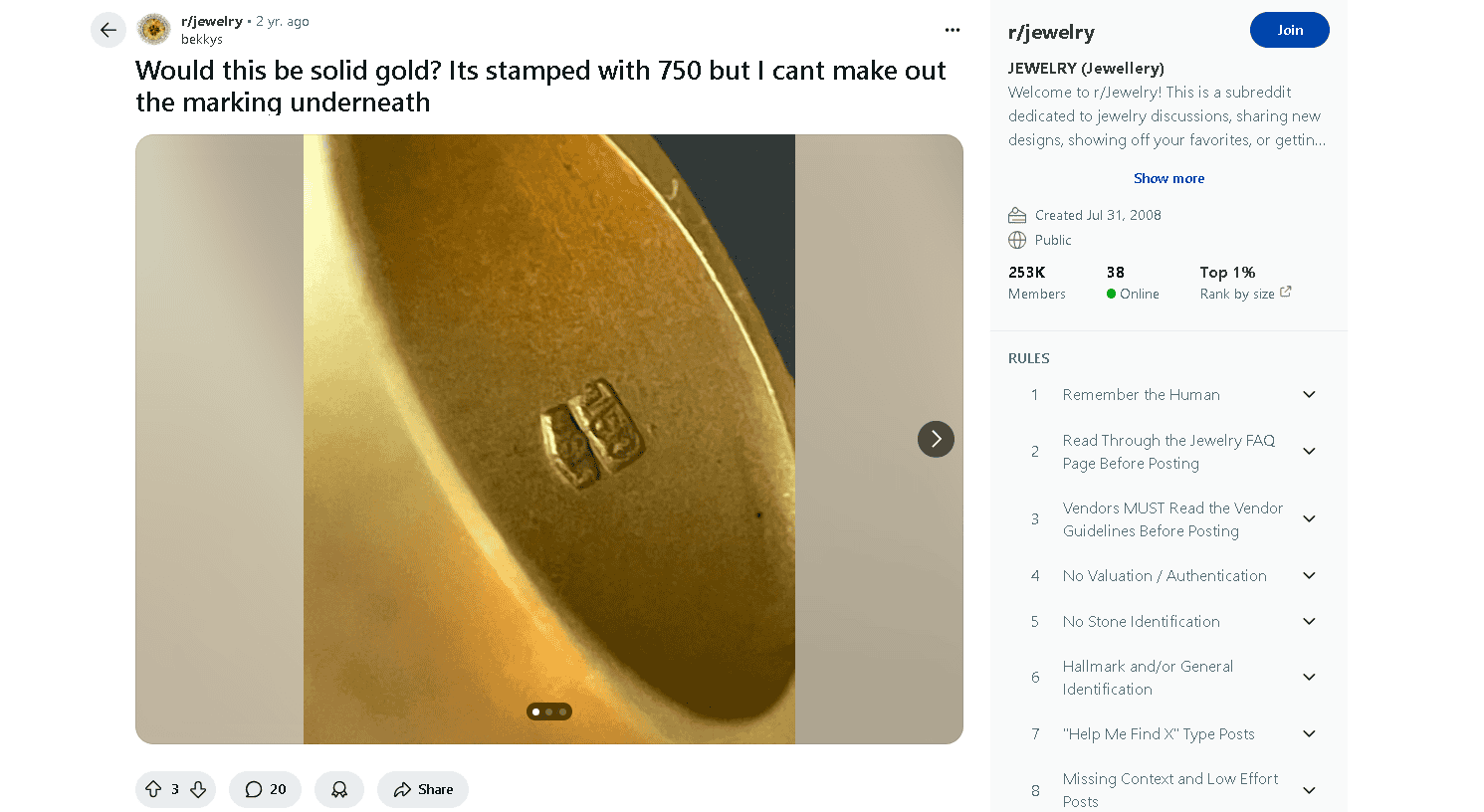 750 gold hallmark