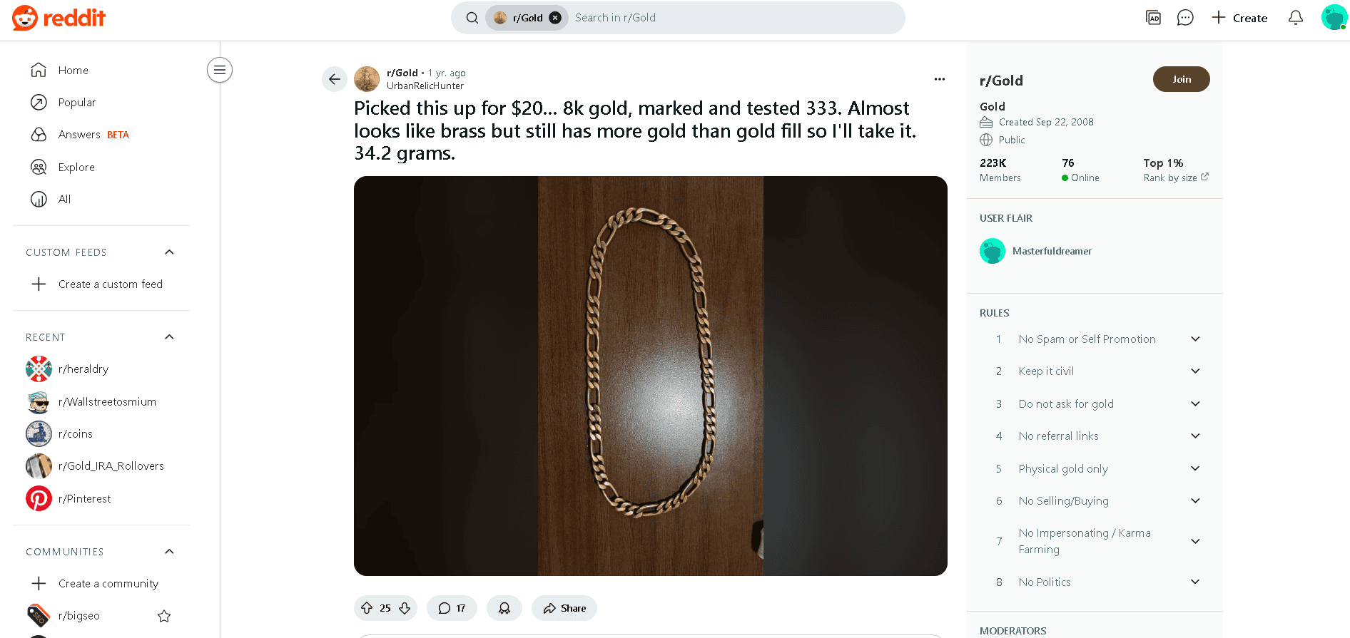 8k gold-plated necklace