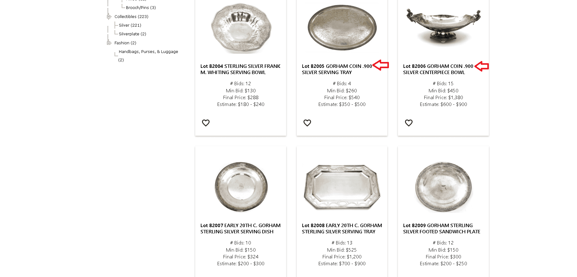 Coin silver (.900 silver) value achieved at auctions example Coin silver (.900 silver) value achieved at auctions example