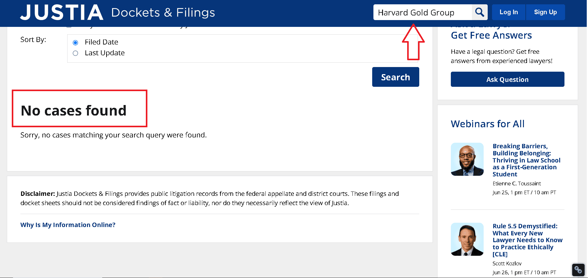 No lawsuits against Harvard Gold Group found on Justia.com No lawsuits against Harvard Gold Group found on Justia.com