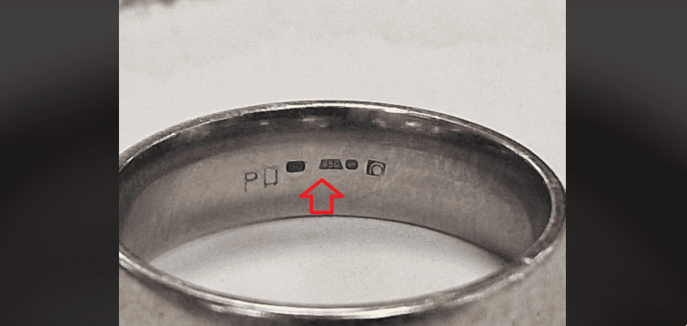 Palladium hallmarks are found on the inside or underside of the item