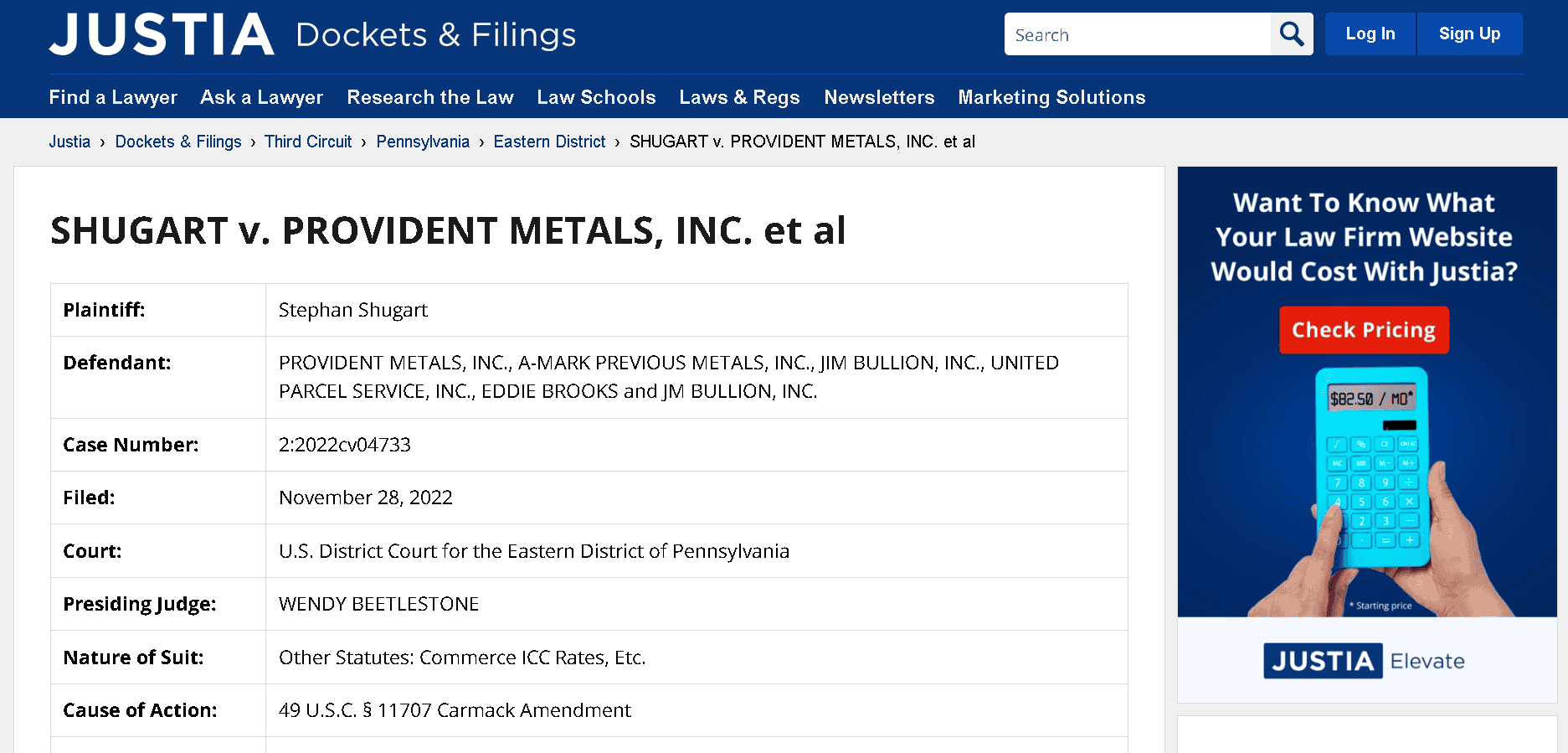 Provident Metals lawsuit 1