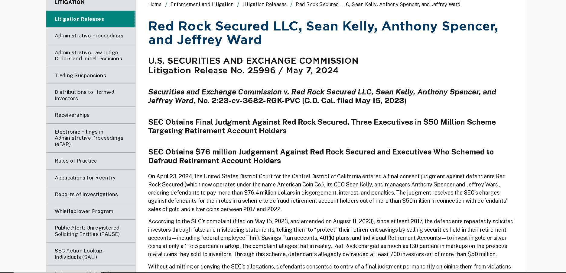 Red Rock Secured lawsuit verdict
