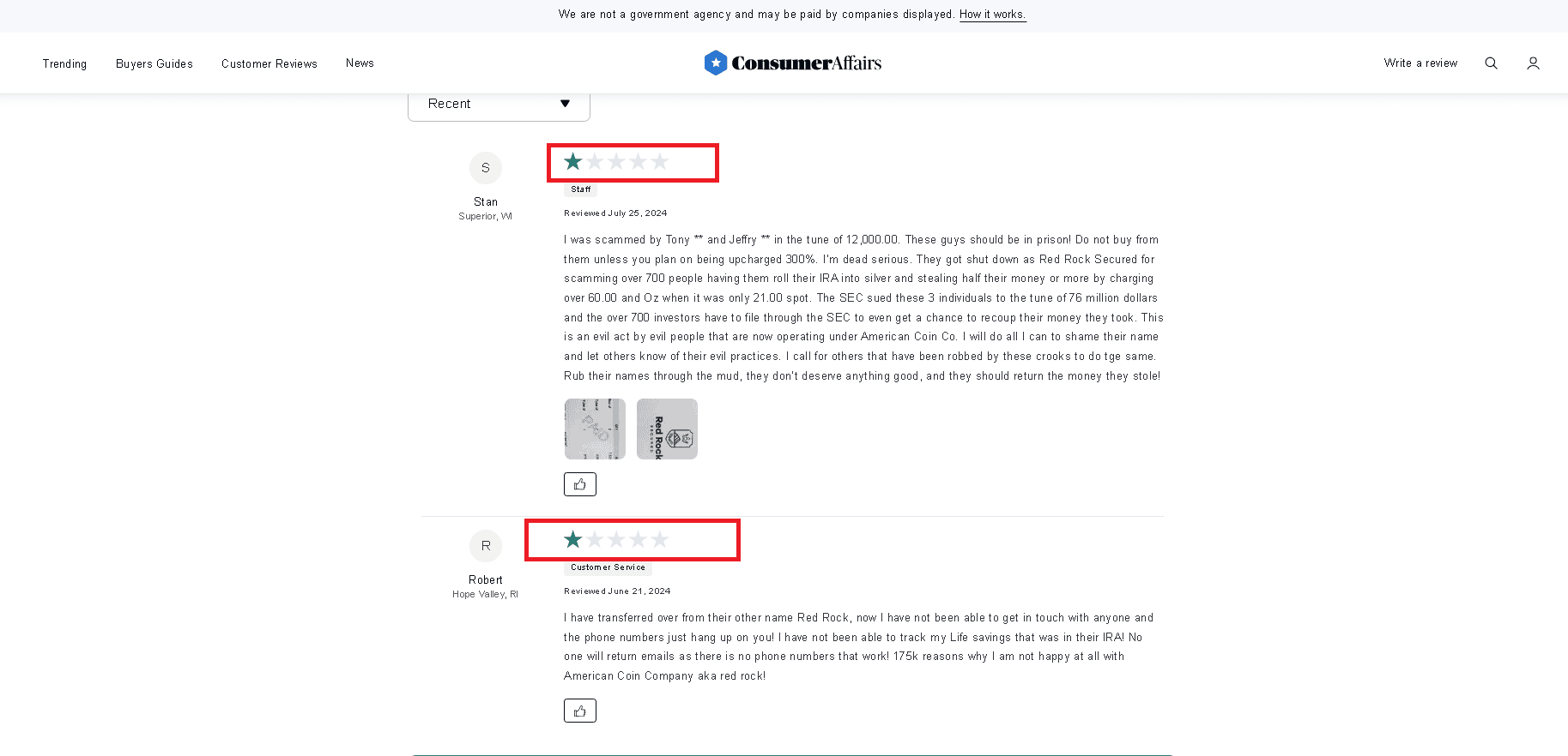 Red Rock Secured scammed customers testimonials