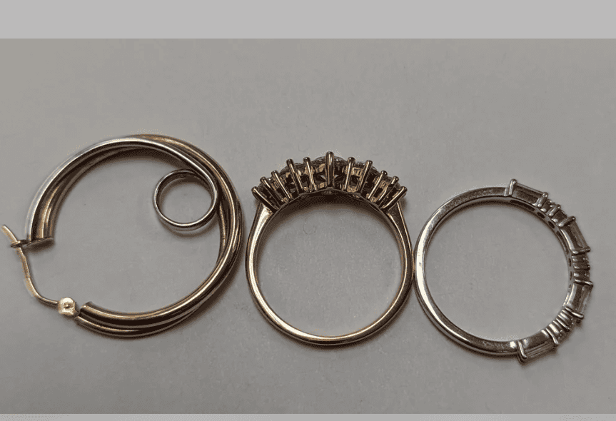 Rose gold earring patina example