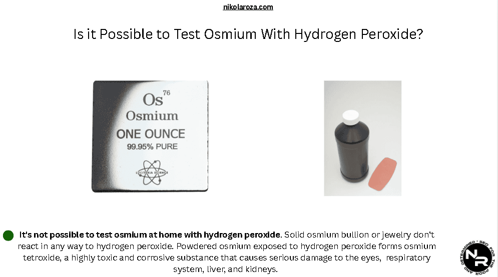 Is it Possible to Test Osmium at Home With Hydrogen Peroxide?