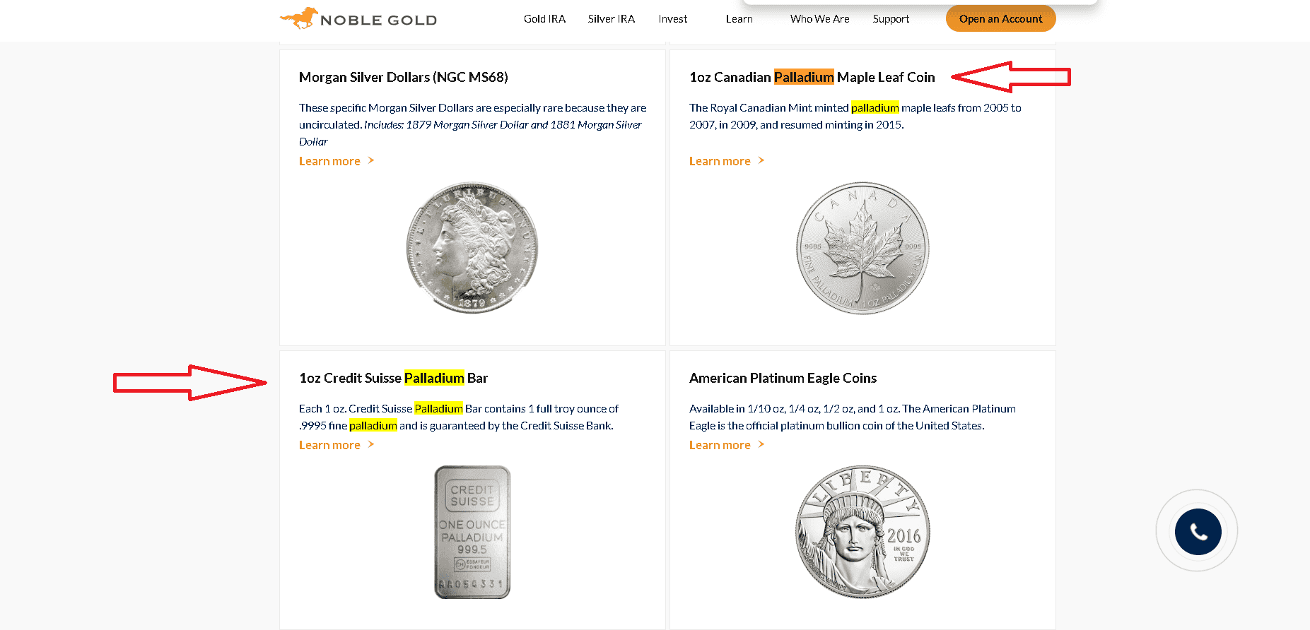 Noble Gold Investment sells IRA-approved palladium coins and bars