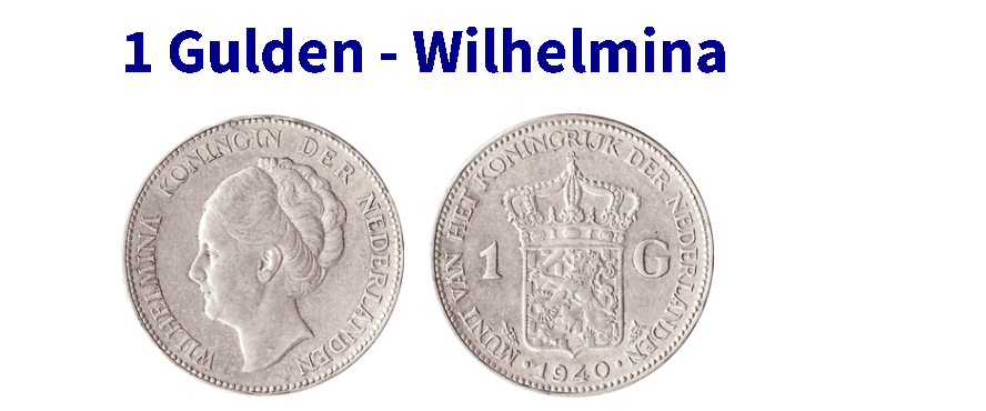 1 Guilder coin (Wilhelmina) was made from .720 silver 1 Guilder coin (Wilhelmina) was made from .720 silver
