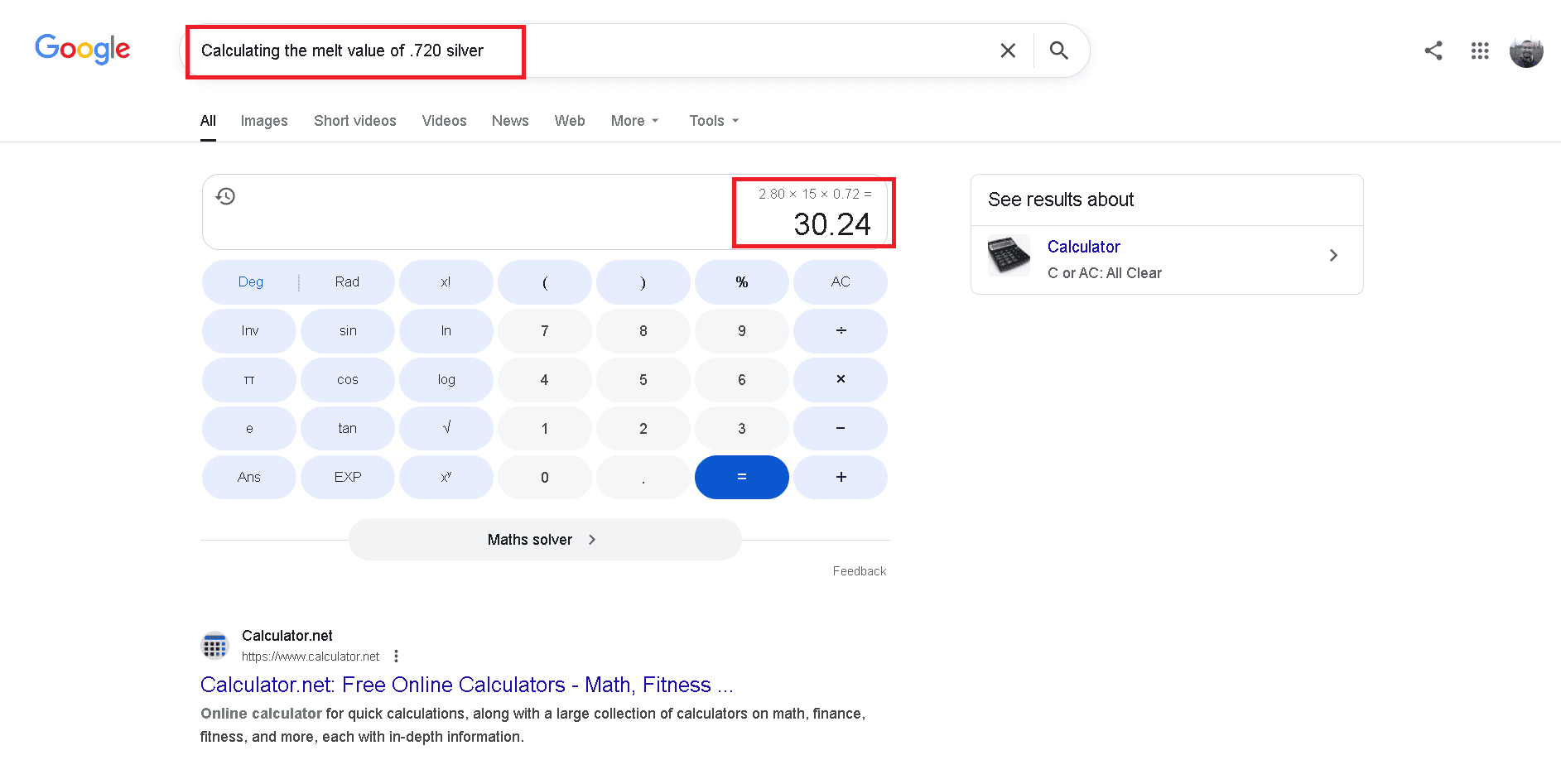 Calculating the melt value of 720 silver (Silver Decoplata). Calculating the melt value of 720 silver (Silver Decoplata).