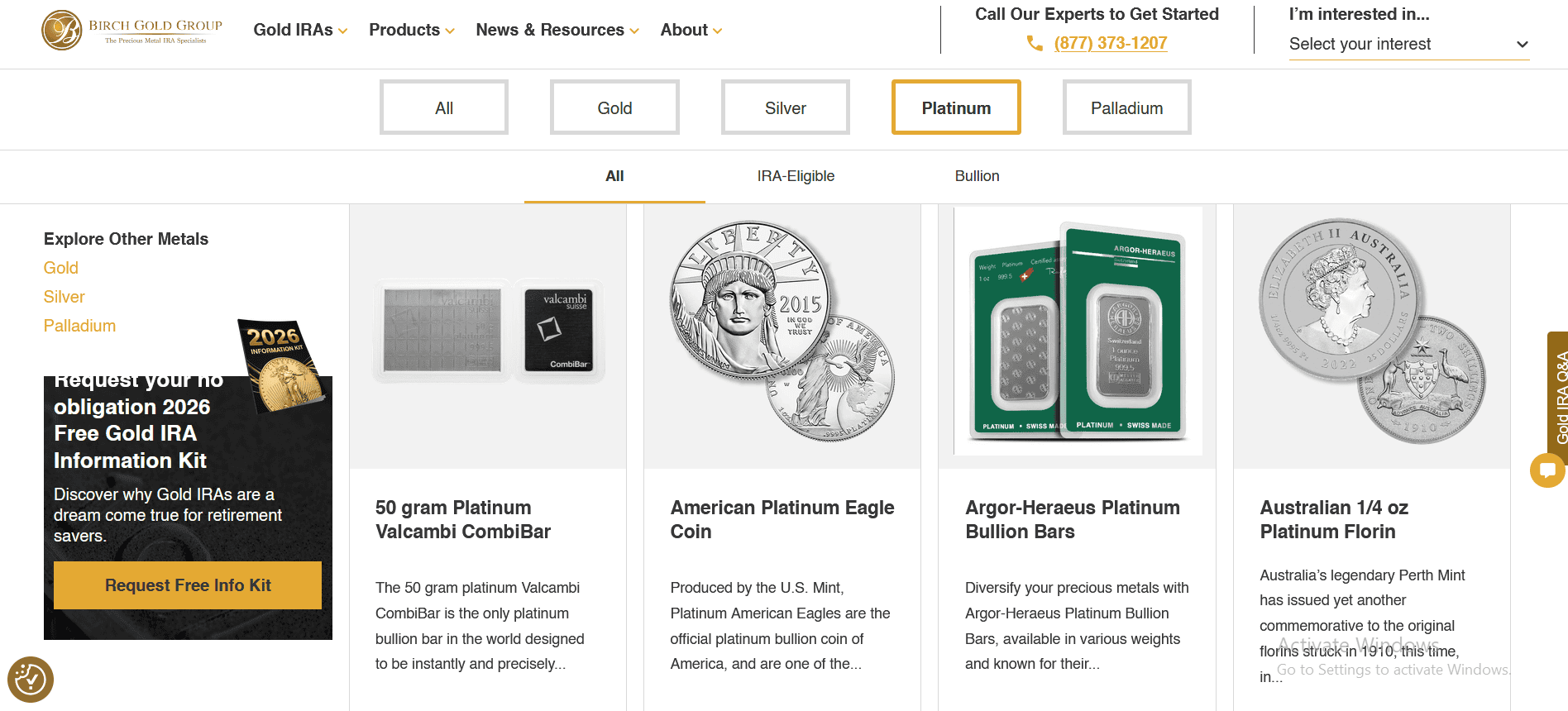 Birch Gold Group sells palladium coins and bars.