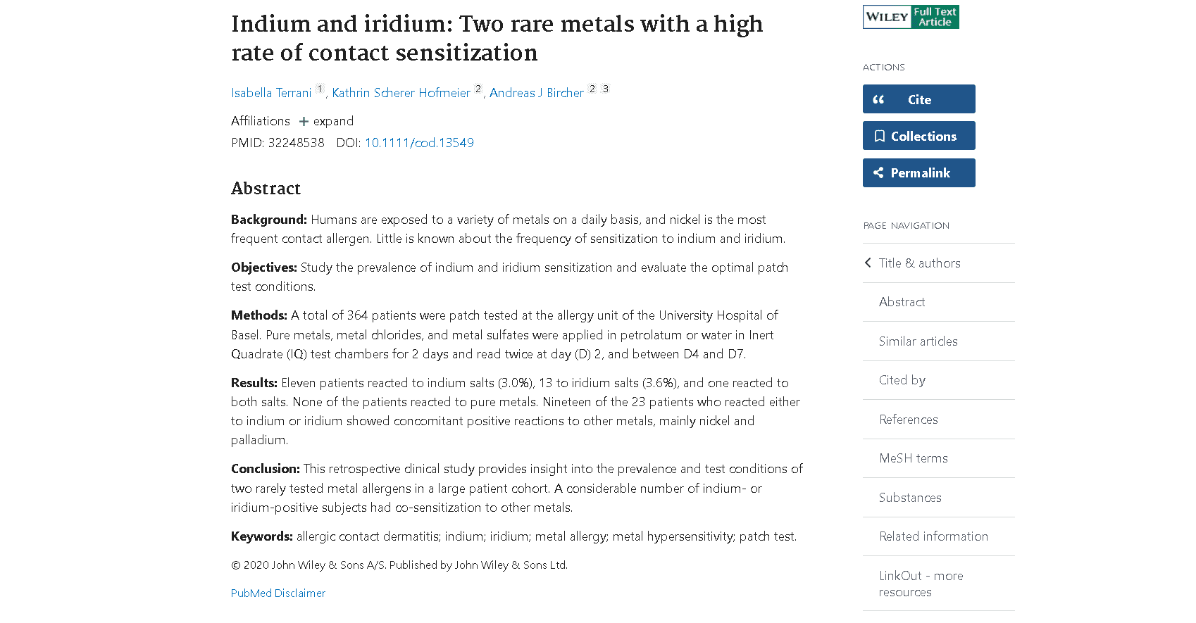 It's possible to be allergic to iridium