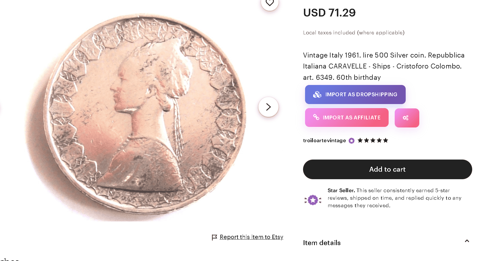 Italy Silver 500 Lire example 3 Italy Silver 500 Lire example 3