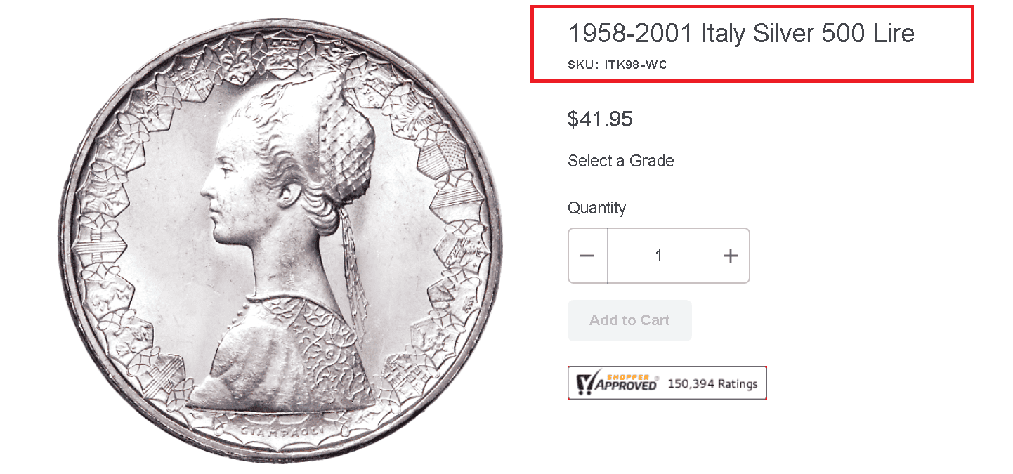 Italy Silver 500 Lire example 1 Italy Silver 500 Lire example 1