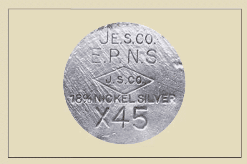 E.P.N.S. is often stamped on nickel silver items E.P.N.S. is often stamped on nickel silver items