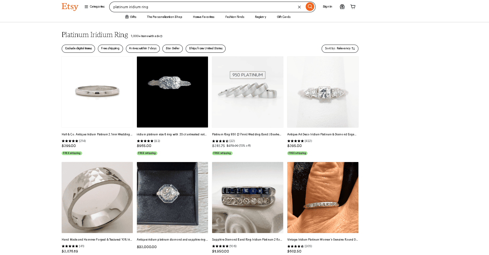 Platinum Iridium Ring Collections