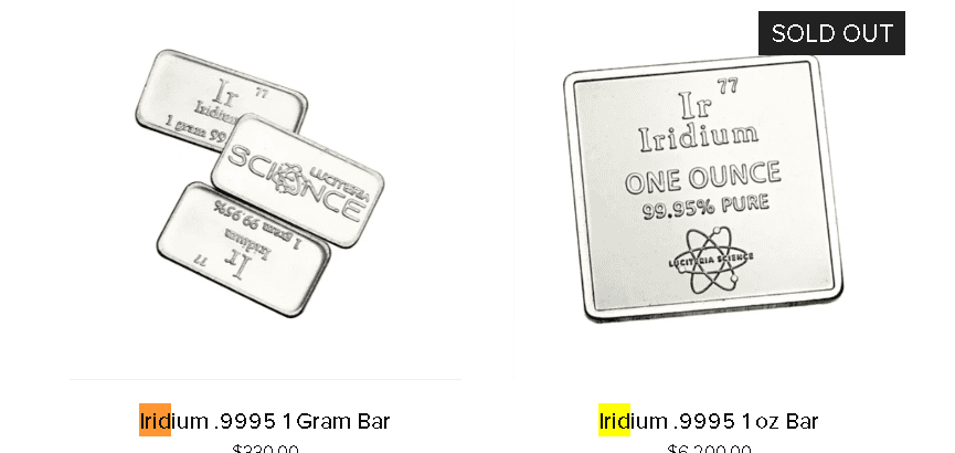 Iridium bullion isn't allergenic. It's hypoallergenic.