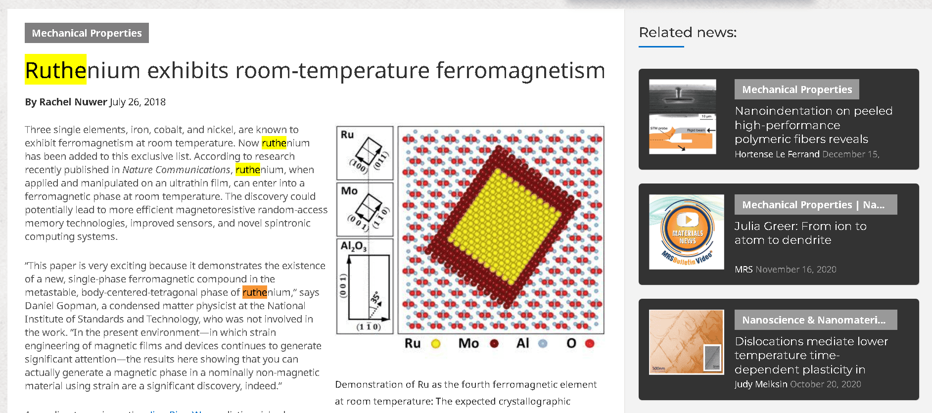 Ruthenium can become ferromagnetic under certain circumstances Ruthenium can become ferromagnetic under certain circumstances