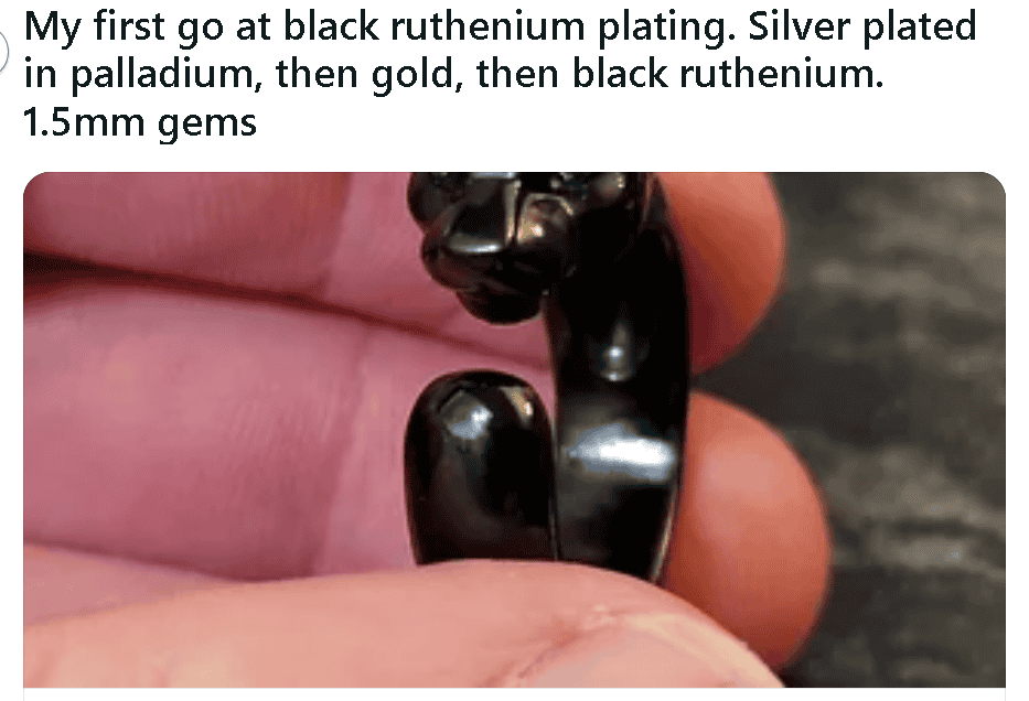 Ruthenium-plated silver ring