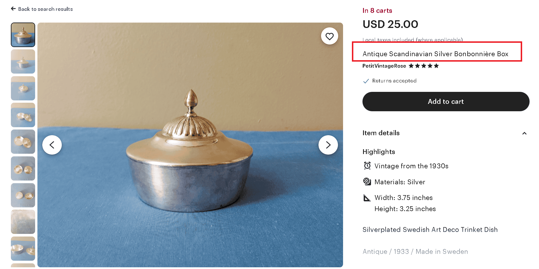 Antique Scandinavian Silver Bonbonnière Box Antique Scandinavian Silver Bonbonnière Box