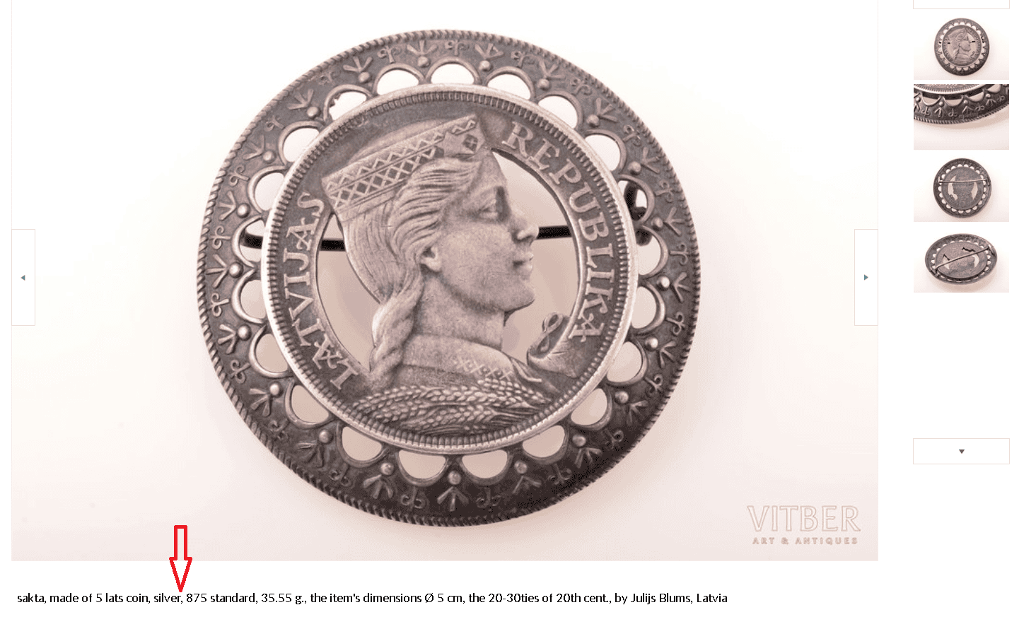 Silver 875 coin example 1