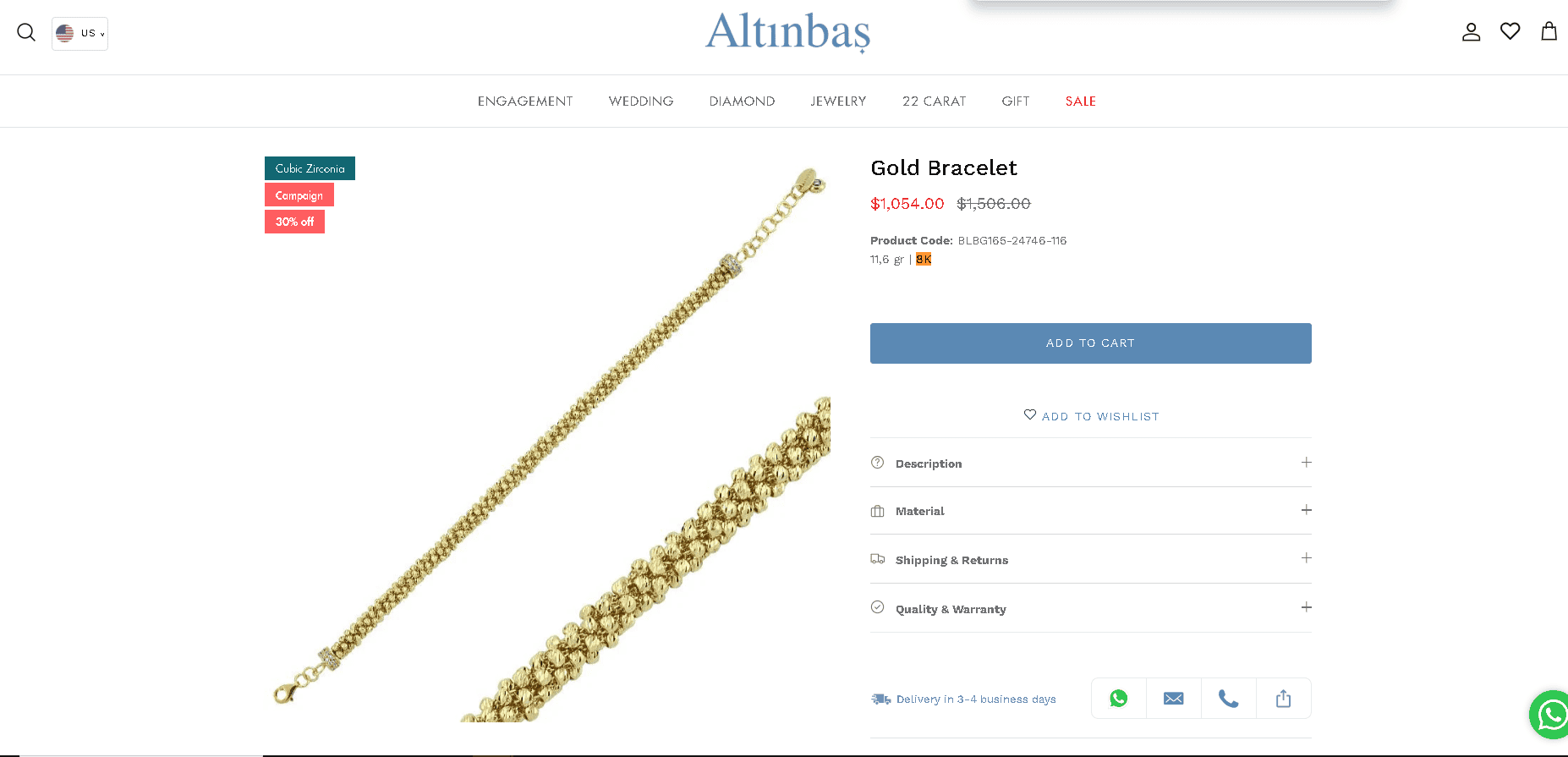 8k gold jewelry example