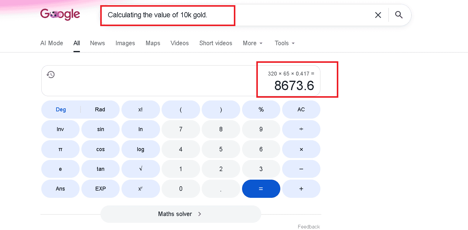 Calculating the melt value of 10k gold.
