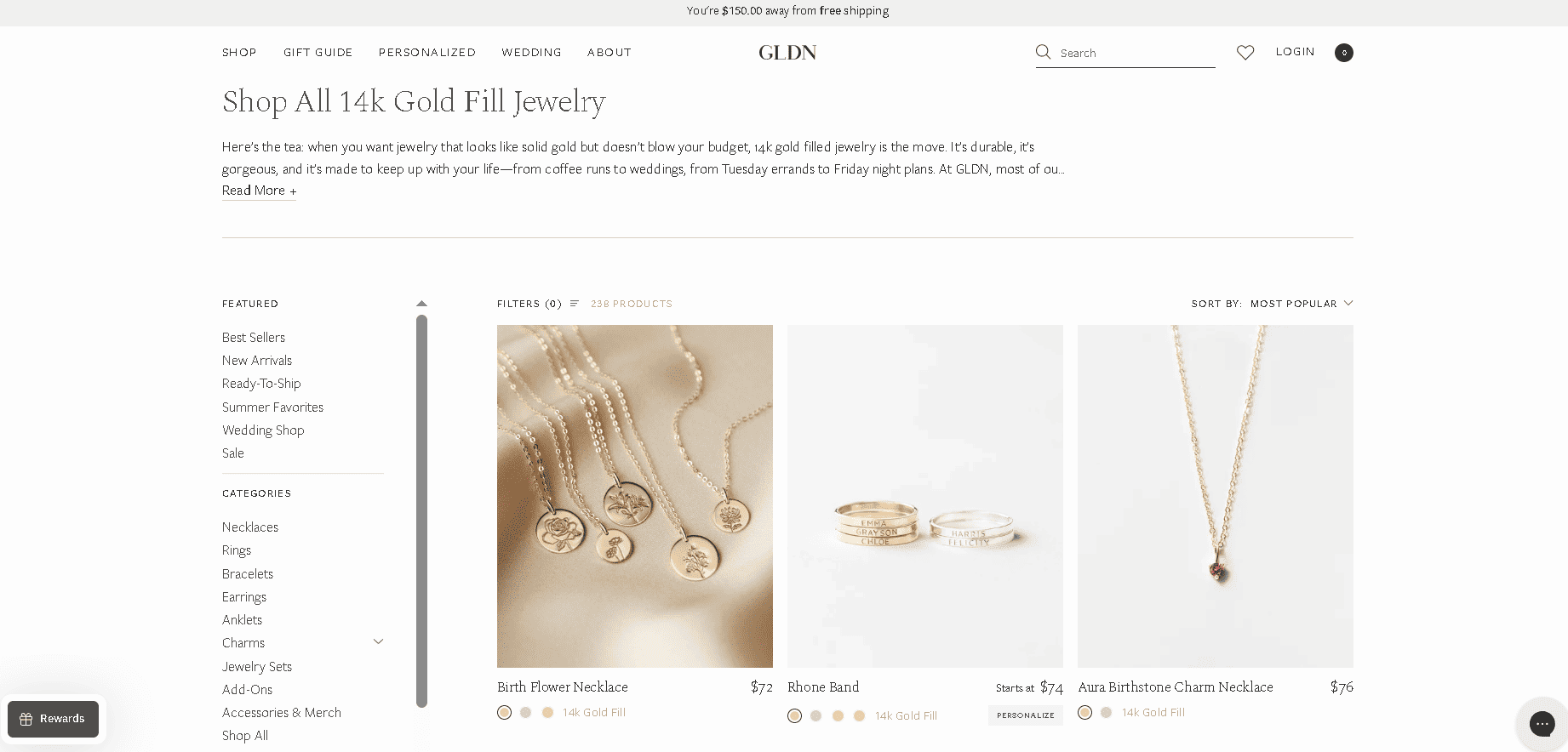 Gold filled jewelry collection example
