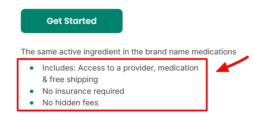 Screenshot of what is included in the order.