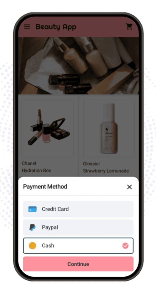 Choosing payment method.