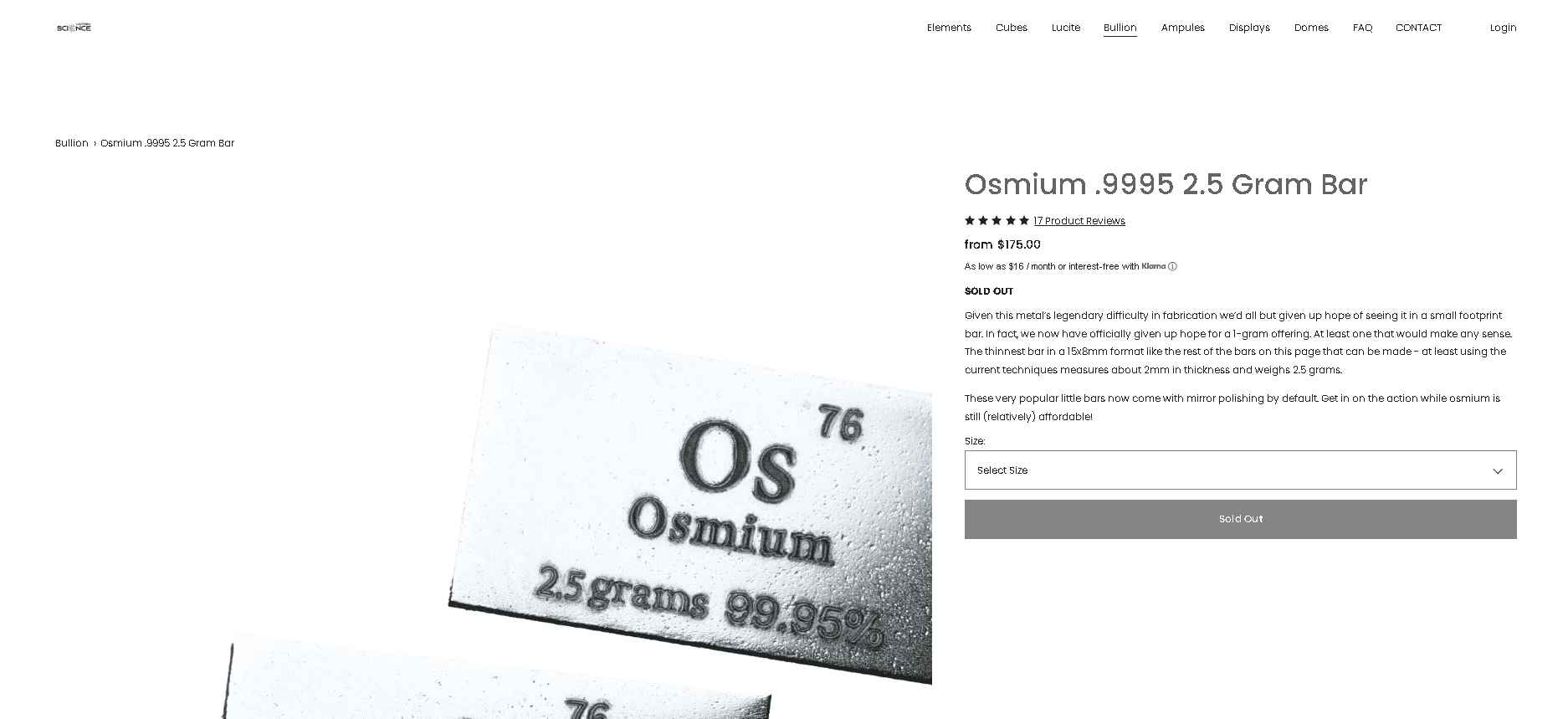 Osmium 2.5gr bar example