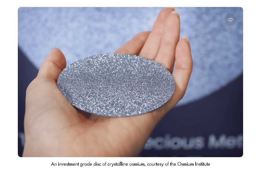 Osmium disc made of crystalline osmium