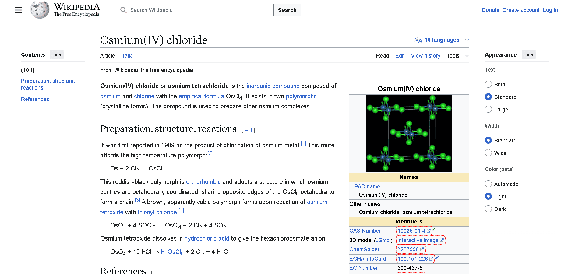 Osmium tetrachloride is a toxic osmium compound.