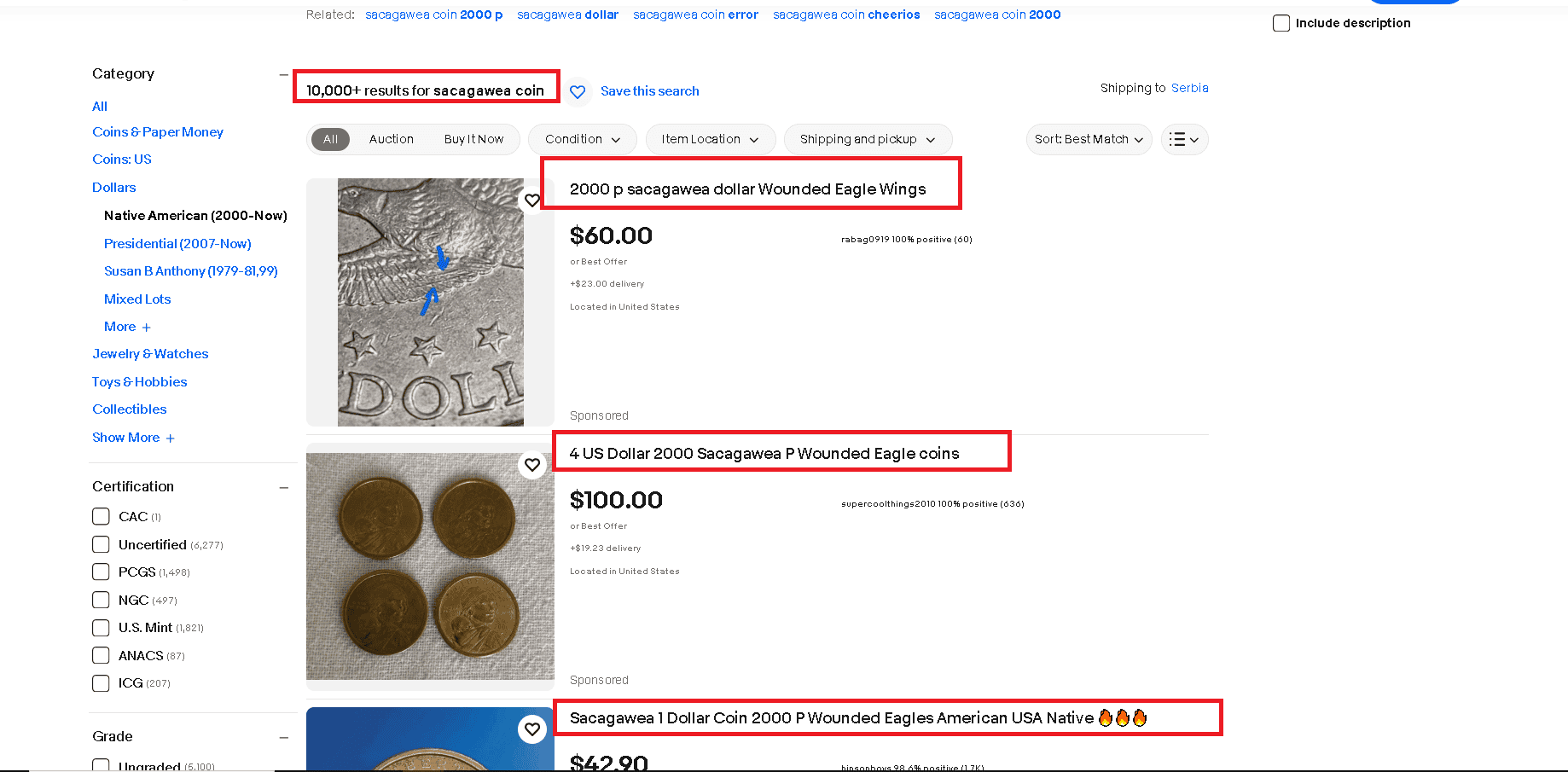 There's a wide selection of Sacagawea dollars to pick from on eBay. There's a wide selection of Sacagawea dollars to pick from on eBay.