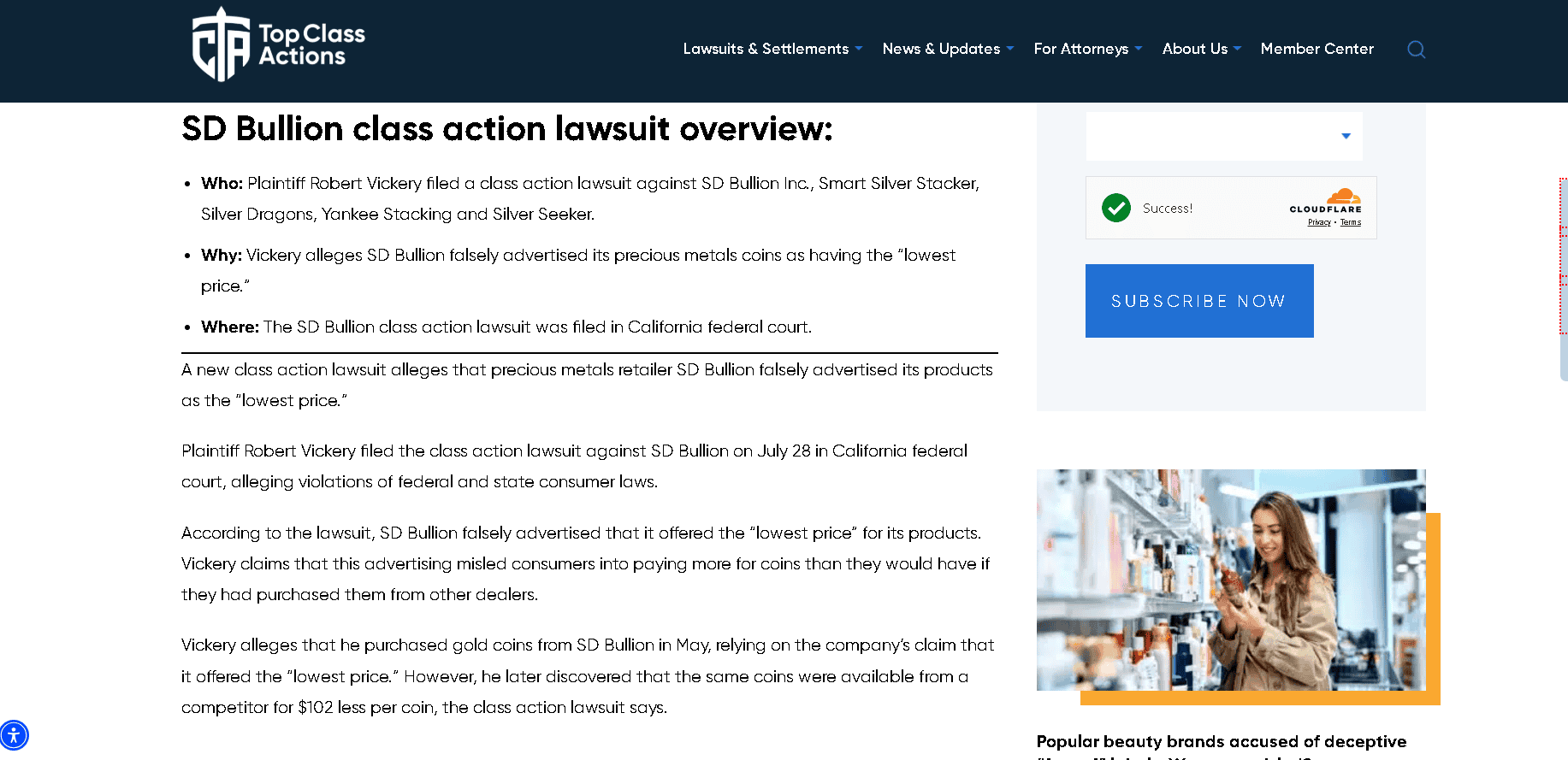 SD Bullion class action lawsuit