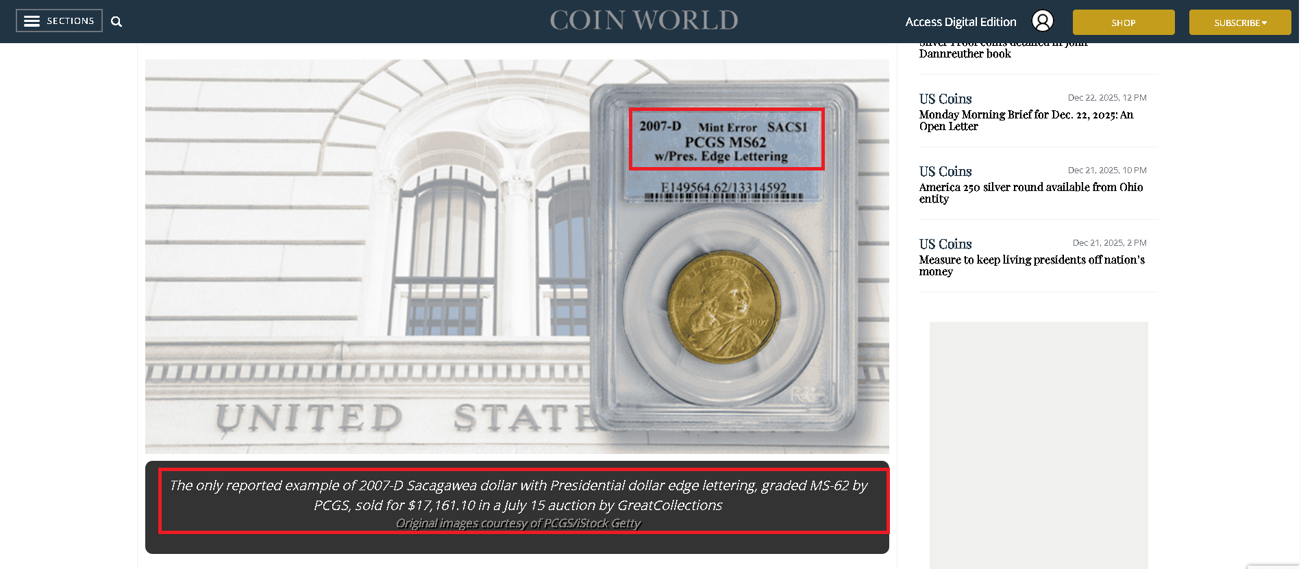 What's the Value of Sacagawea Dollar With Presidential Dollar Edge?